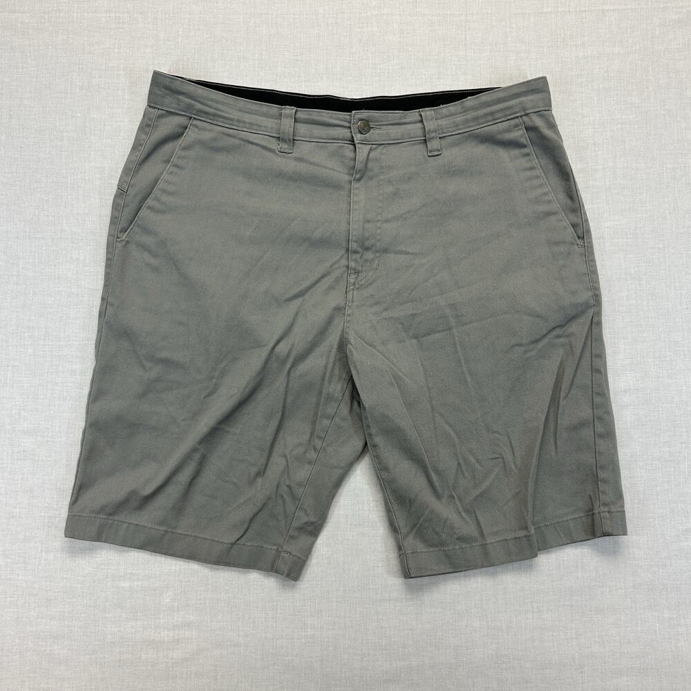 Volcom Flat Front Chino Shorts Men's 38 Gray Casual Workwear Pockets Stretch 11L